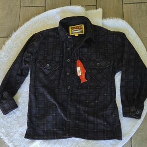 JUNEAU Men's L Plaid‎ Flannel Fleece Shirt Jacket Long Sleeve Button Up Outdoor